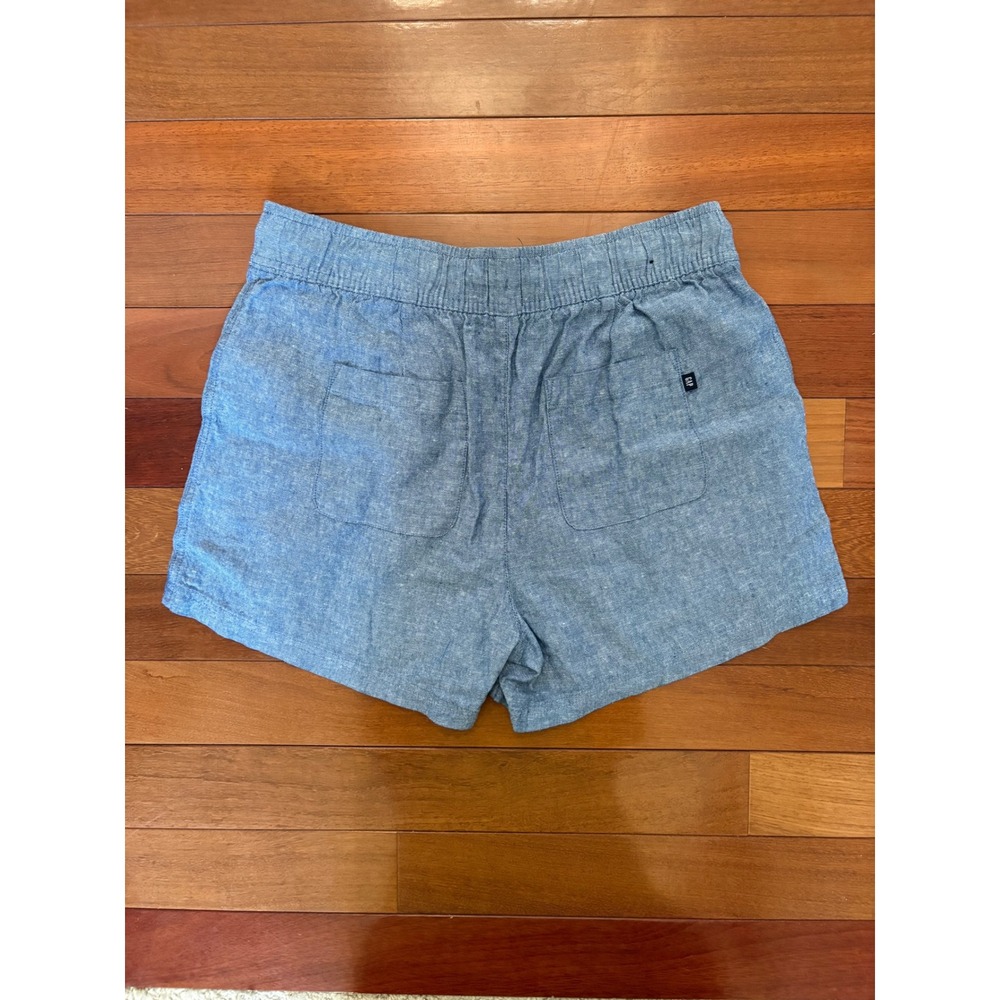 Gap Blue Linen Blend Drawstring Shorts Womens Medium GP004082 High Rise Casual